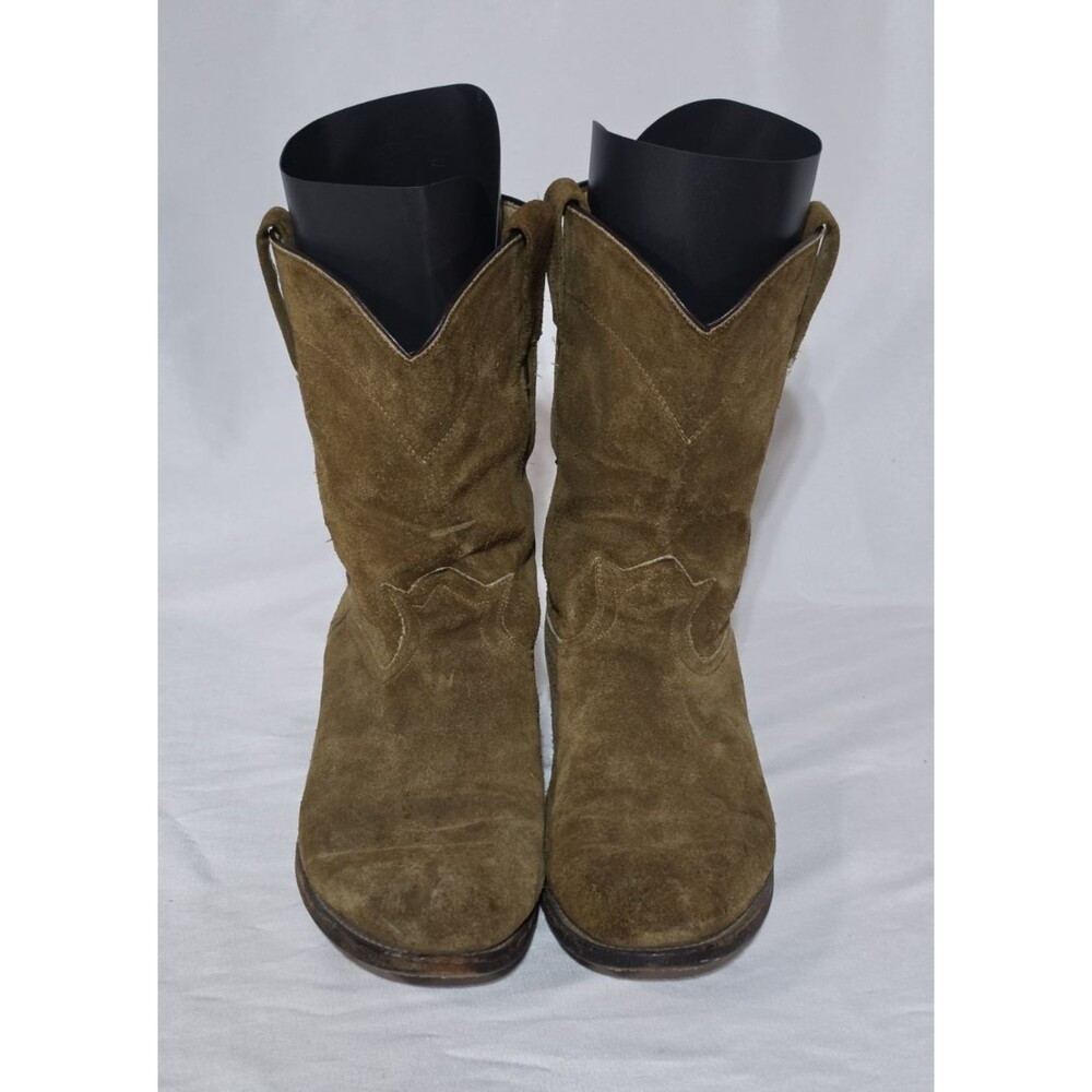 Caborca Mens Vintage Brown Suede Leather Cowboy Boots Size 8.5 US 26.5 Mex Wide - Picture 2 of 11